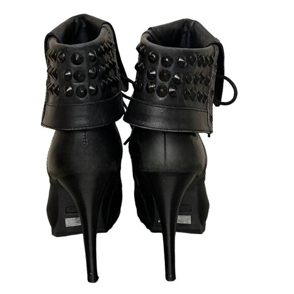 Bronx Renna Gade Studded Black Leather Heeled Booties - Picture 5 of 8